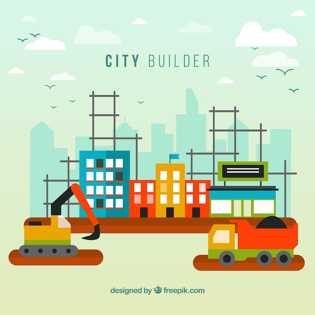 Colorful city construction background Vector | Free Download