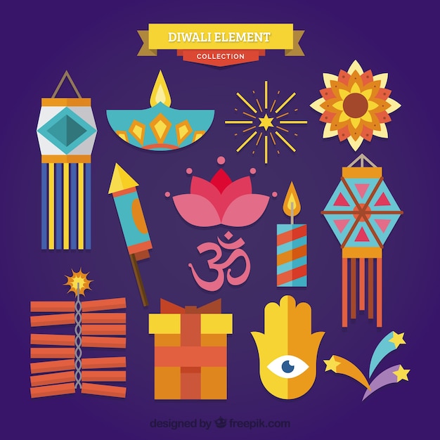 Free Vector | Colorful classic diwali elements