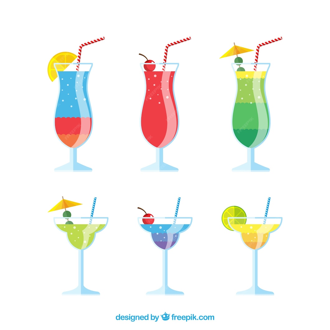 Free Vector | Colorful cocktail collection with flat design