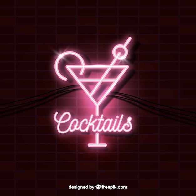 Free Vector | Colorful cocktail neon sign