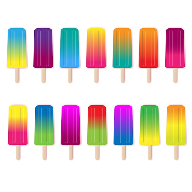 Colorful collection ice cream white background | Premium Vector