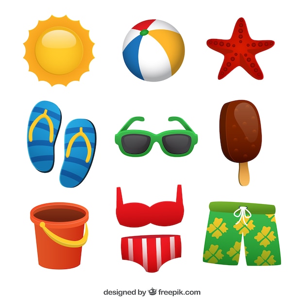 Download Colorful collection of fantastic summer items Vector ...