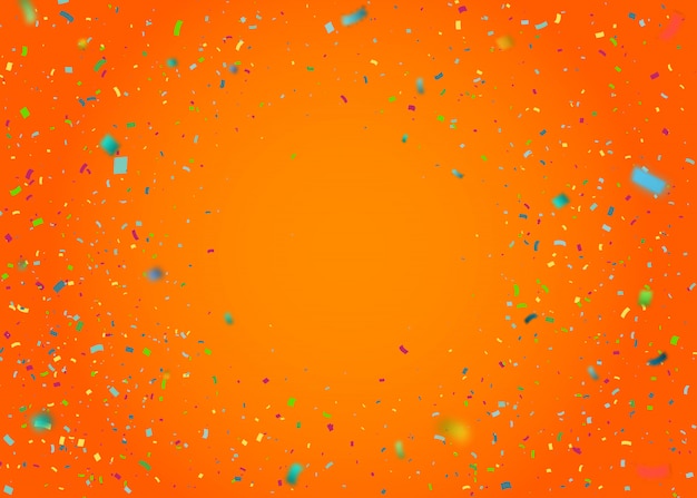 Premium Vector Colorful Confetti On Orange Background