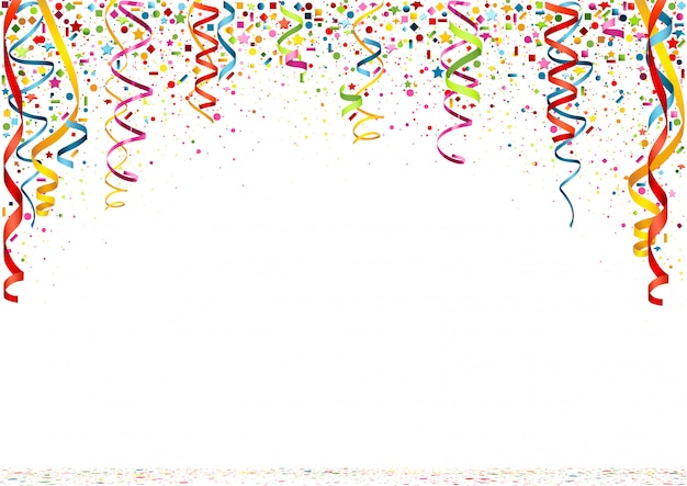 Colorful confetti on white background | Premium Vector