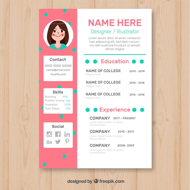 Colorful curriculum template with flat design Vector | Free Download