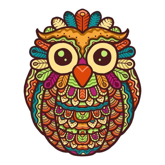 Colorful cute owl mandala vector design Vector | Premium ...