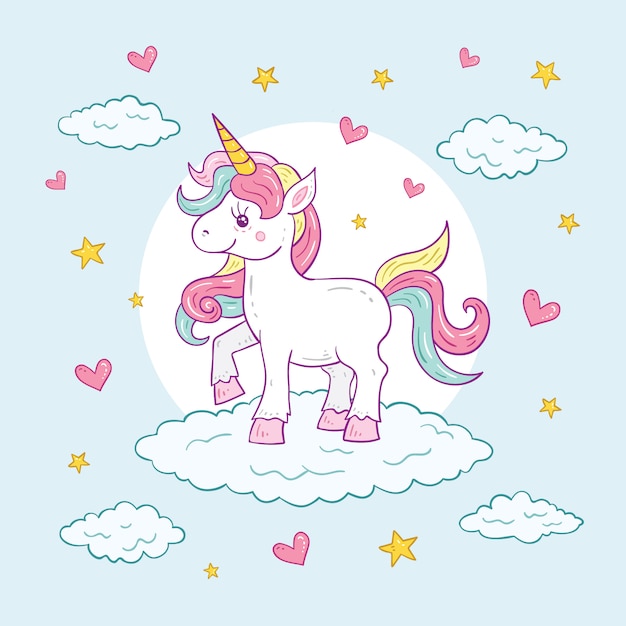 Premium Vector | Colorful cute unicorn character illustration