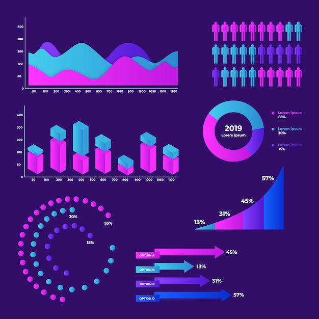 Free Vector | Colorful dashboard element collection