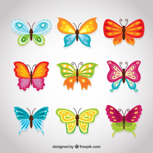 Colorful decorative butterflies set