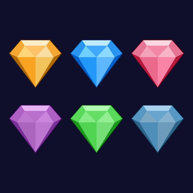 Premium Vector | Colorful diamond icons 7 game asset