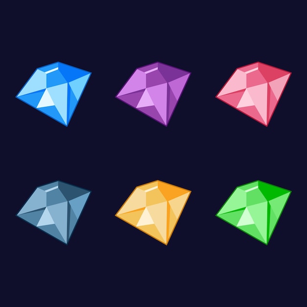 Premium Vector Colorful Diamond Icons Game Asset