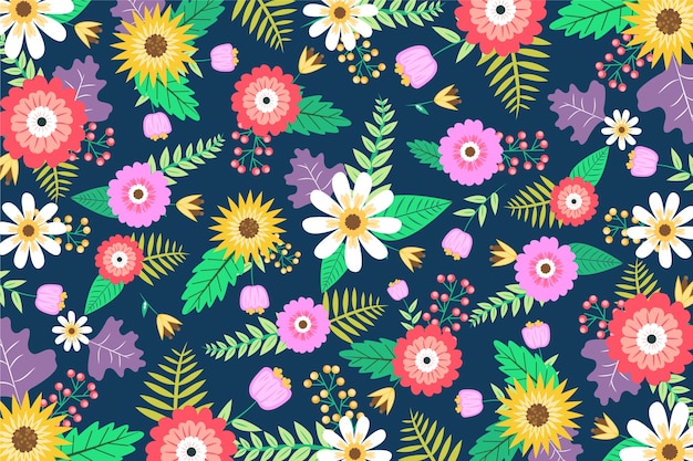 Colorful ditsy floral print background Vector | Free Download