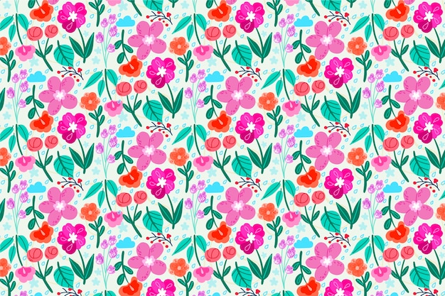 Download Colorful ditsy floral print background Vector | Free Download