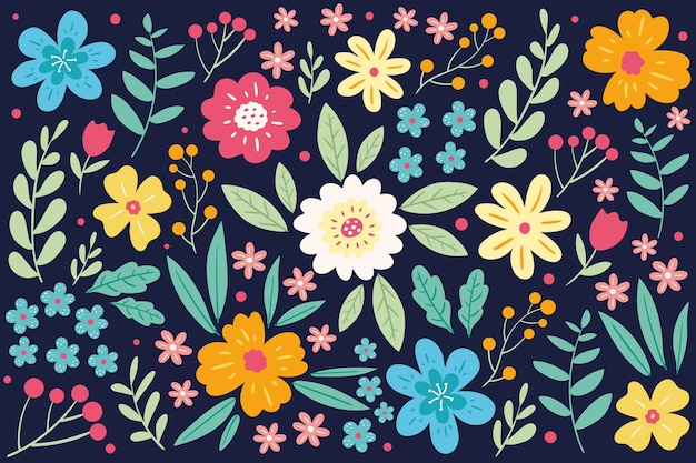 Colorful ditsy floral print background Vector | Free Download