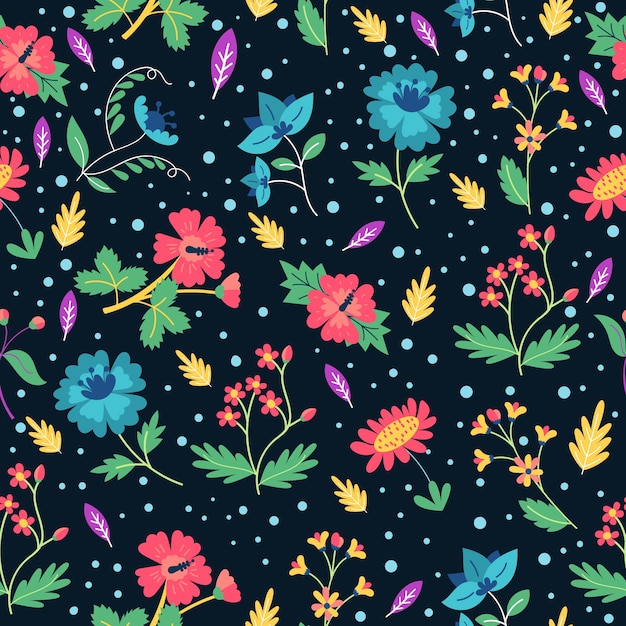 Download Free Vector | Colorful ditsy floral print background