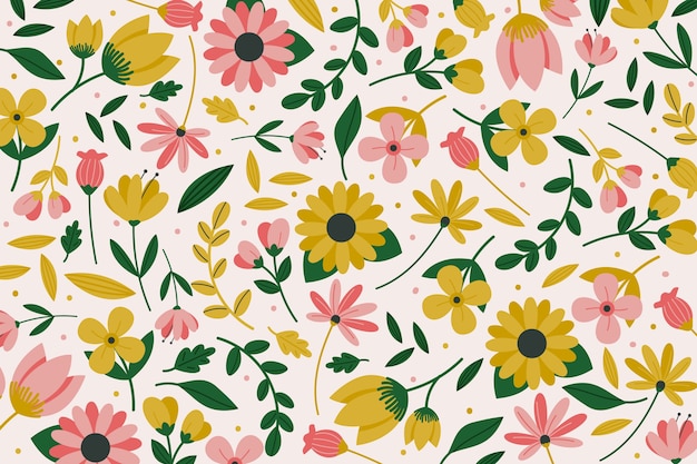 Download Colorful ditsy floral print theme for wallpaper Vector | Free Download