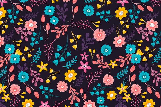 Colorful ditsy floral print wallpaper Vector | Free Download