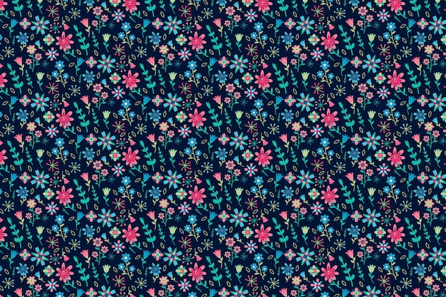 Colorful ditsy floral wallpaper Vector | Free Download