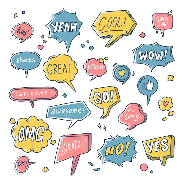 Premium Vector | Colorful doodle speech bubble