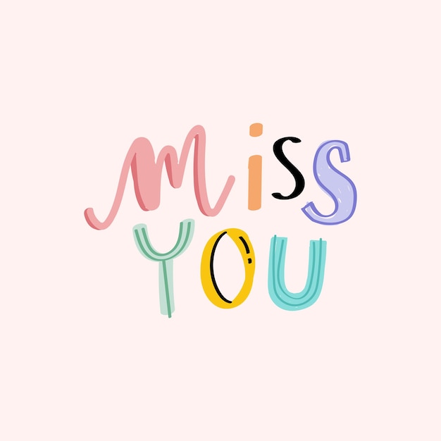 Free Vector | Colorful doodle with miss you text