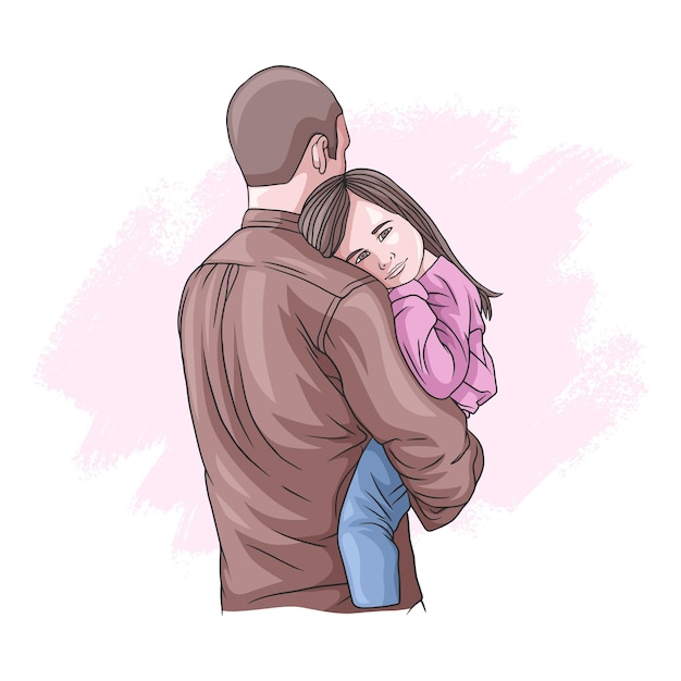 Premium Vector Colorful drawing of fathers hand holding his son for