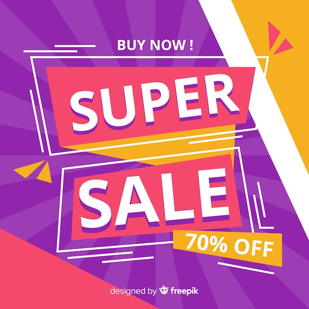 Colorful dynamic sales background flat design Free Vector
