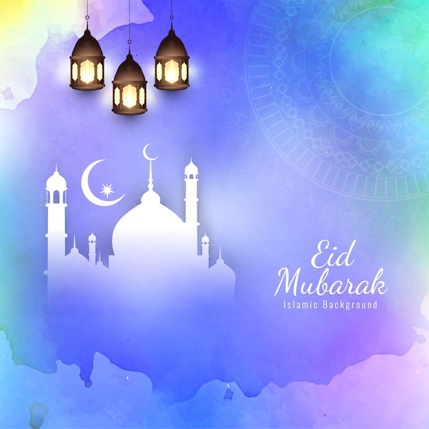 Free Vector | Colorful eid mubarak islamic religious background