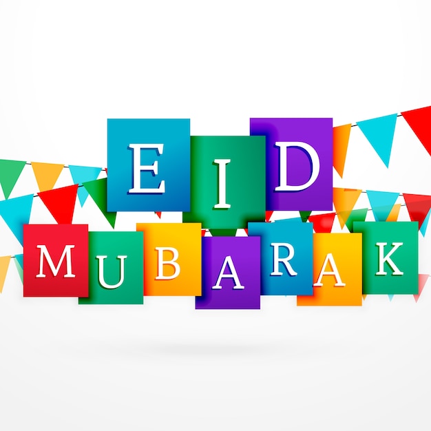 Colorful eid mubarak vector design with
garlands