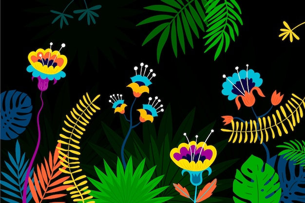 Free Vector | Colorful exotic floral background