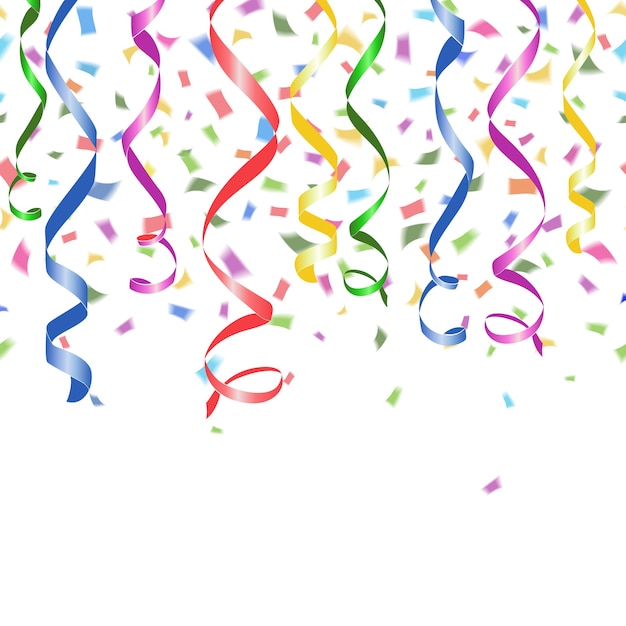 Free Vector | Colorful falling paper confetti and twirled party ...