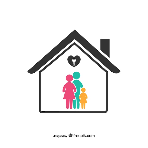 Download Free Vector | Colorful family with house icon