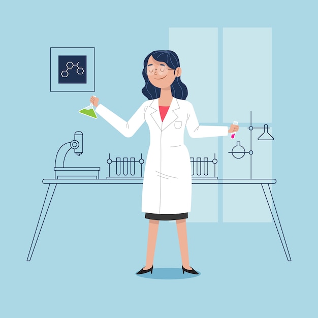 Free Vector | Colorful female scientist illustration