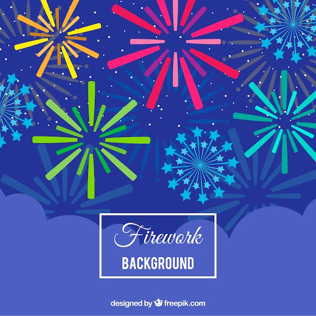 Free Vector | Colorful fireworks background in flat design