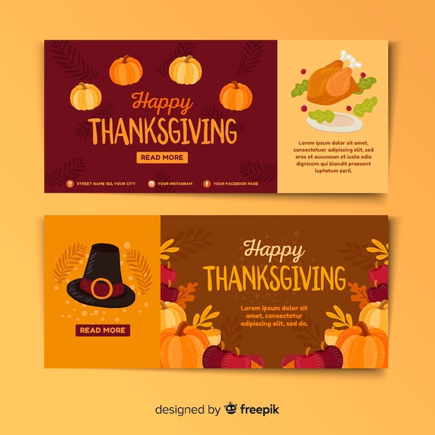 Free Vector | Colorful flat design for thanksgiving banners