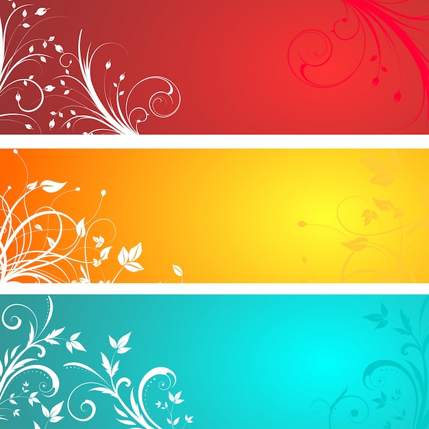 Colorful floral banners | Free Vector