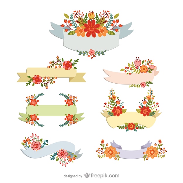 Download Free Vector | Colorful floral banners