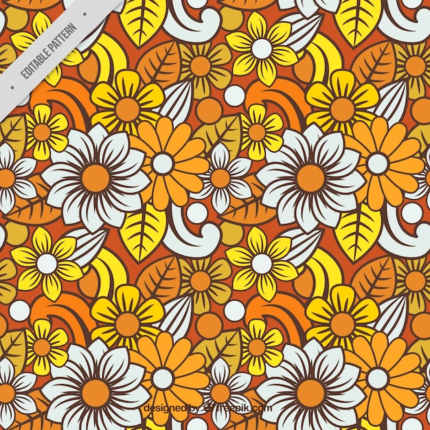 Colorful floral  batik  pattern Vector Free Download