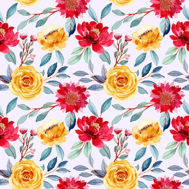 Colorful floral blooming watercolor seamless pattern ...