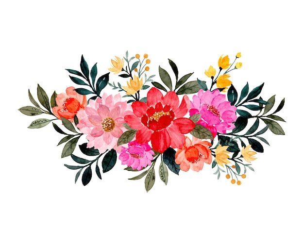 Premium Vector | Colorful floral bouquet with watercolor