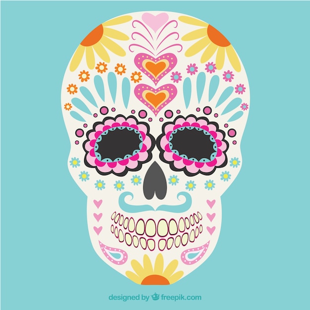 Free Vector | Colorful floral mexican skull