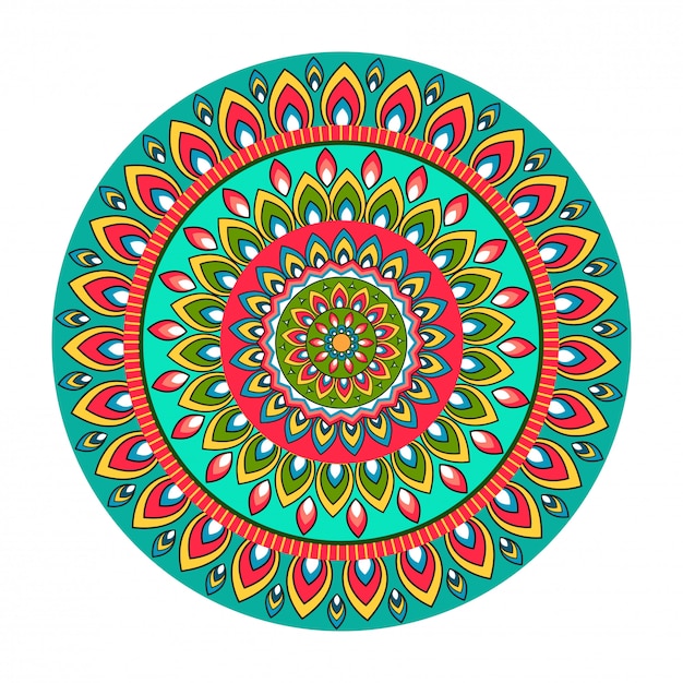 Download Colorful floral round mandala pattern design. | Premium Vector
