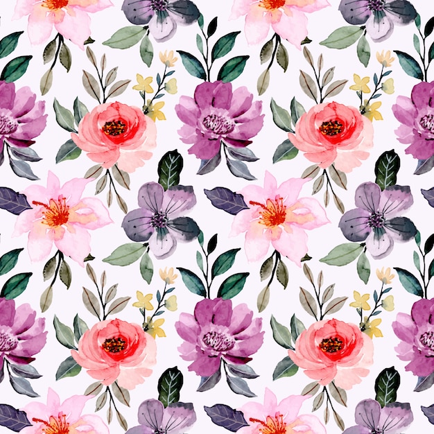 Premium Vector Colorful Floral Watercolor Seamless Pattern