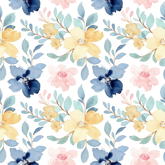 Premium Vector Colorful Floral Watercolor Seamless Pattern