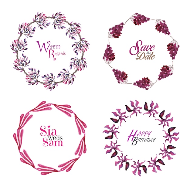 Download Free Vector | Colorful floral wreath collection