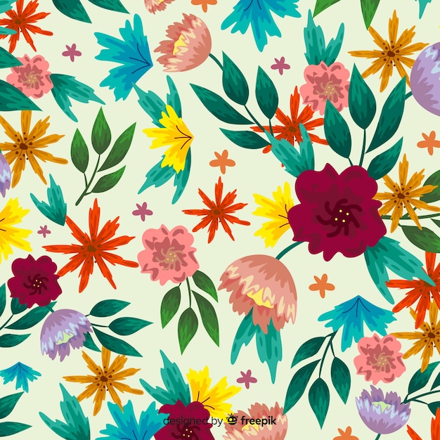 Download Free Vector | Colorful flowers background painted style