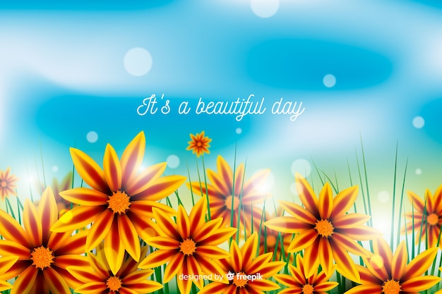 Free Vector Colorful Flowers Background With Inspirational Quote