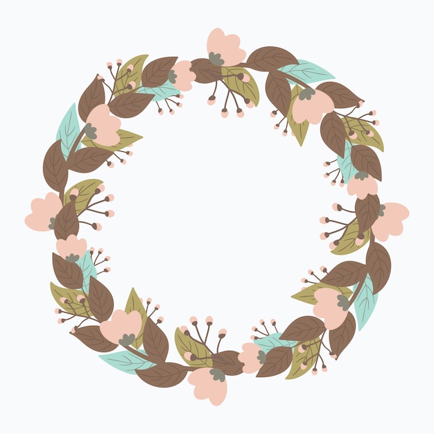 Colorful flowers wreath in pastel color Vector | Premium Download