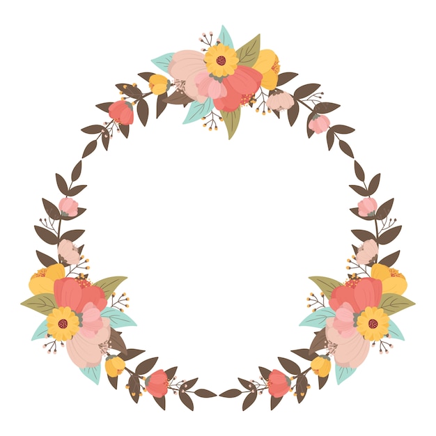 Premium Vector | Colorful flowers wreath in pastel color