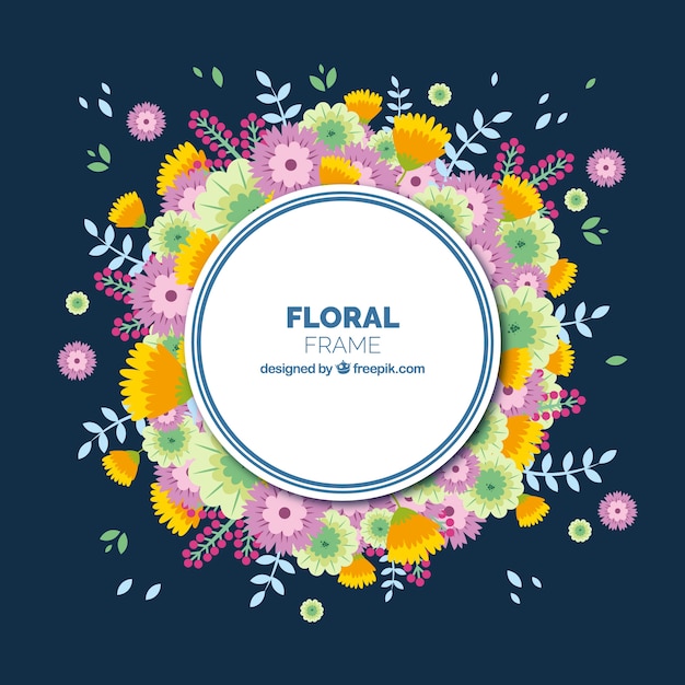 Free Vector | Colorful flroal frame with flat design