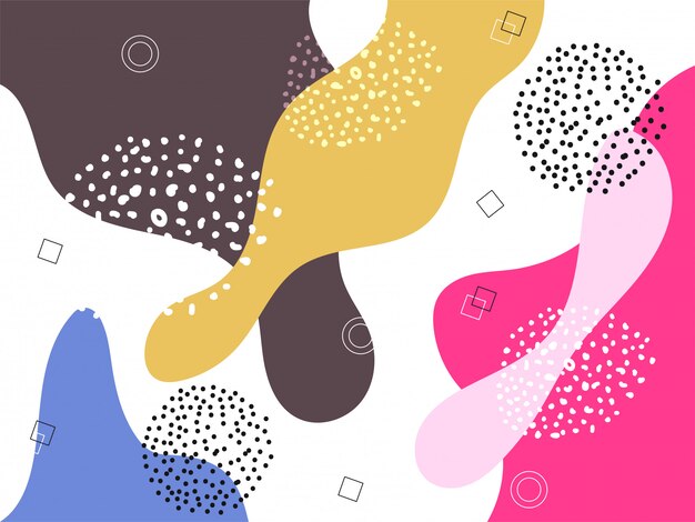 Colorful fluid art abstract with geometric elements. Premium Vector